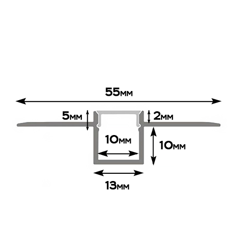 Профіль алюмінієвий BIOM LDP-131 прихований монтаж прямий 55х13 (палка 2м), м