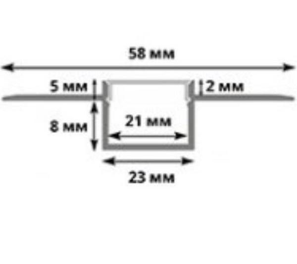 Профіль алюмінієвий BIOM LDP-141 під гіпоскартон прямий 58х14 (палка 2м), м