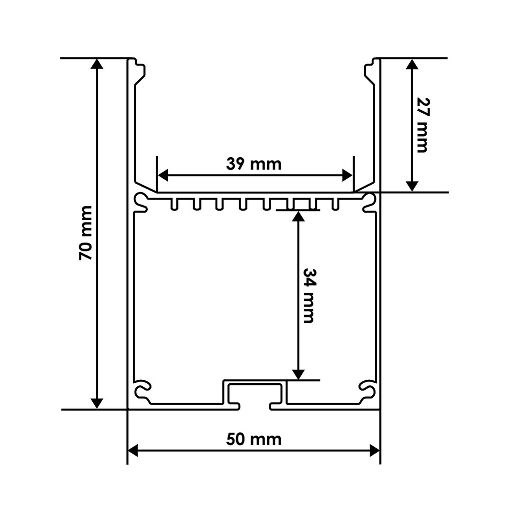 Профіль алюмінієвий BIOM LSB-50B 50*70мм чорний
