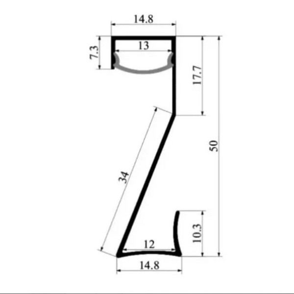 Профіль алюмінієвий BIOM PLP-501 50х14.8 плінтус анодований,(палка 2м) , м