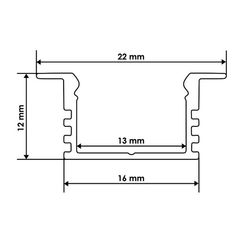 Профіль алюмінієвий BIOM врізний ЛПВ12 12х16 анодований, 1м