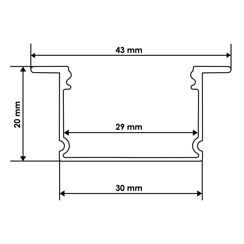 Профіль алюмінієвий BIOM врізний ЛПВ20 20х30 анодований, (палка 2м), м