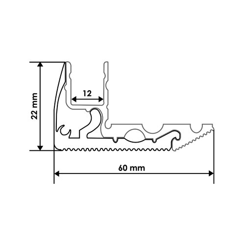 Профіль алюмінієвий BIOM для сходів LPS-22 (LPS-22/1+LPS-22/2) анодований, (палка 2м), м