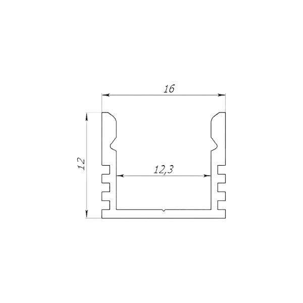 Профіль алюмінієвий BIOM ЛП12 анодований 12х16, 1м