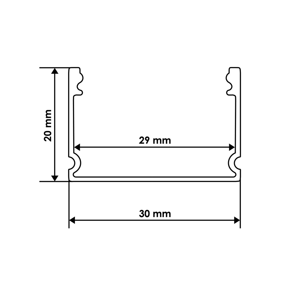 Профіль алюмінієвий BIOM ЛП20 20х30AB, анодований, чорний, палка 2м
