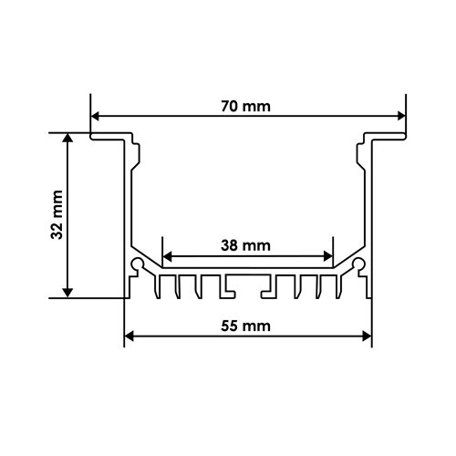 Профіль алюмінієвий BIOM ЛСВ-55 32*55мм анодований, м