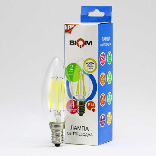Свiтлодiодна лампа Biom FL-306 C37 4W E14 4500K