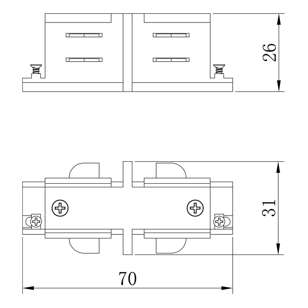 З'єднувач прямий Ardero LD1300 для шинопроводу трифазного чорний