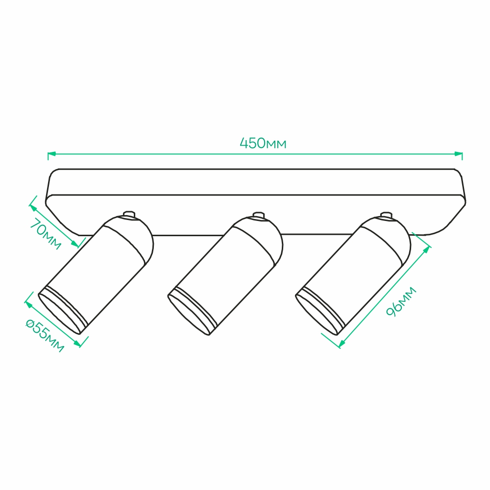 Накладний поворотний світильник Ardero ML316-3 під лампу чорний