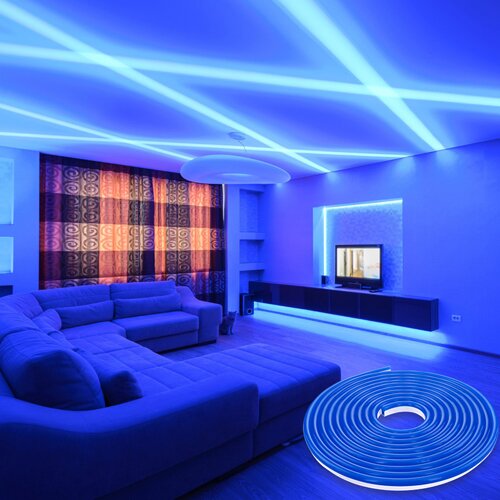 Світлодіодна стрічка NEON 12В JL 2835-120 B IP65 синий, герметичная, 1м