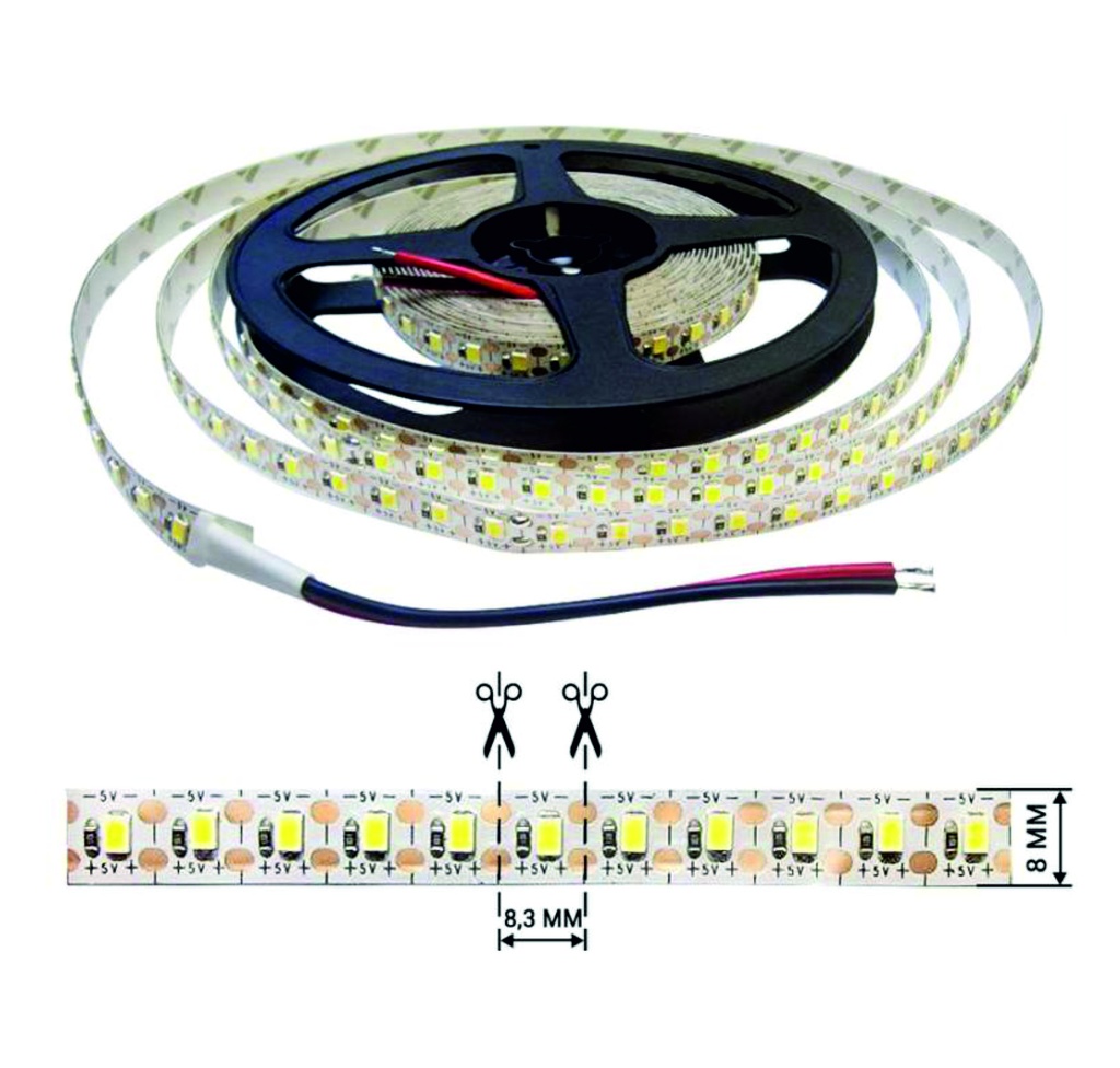 Світлодіодна стрічка OEM ST-5-2835-120-NW-20 500 Lm/m нейтральна біла, негерметична, 1м