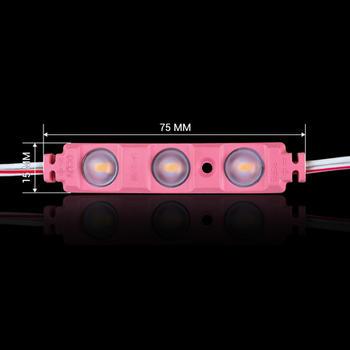 Світлодіодний модуль BRT XG194 5630-3 led W 1,5W PINK, 12В, IP65 рожевий з лінзою полусфера