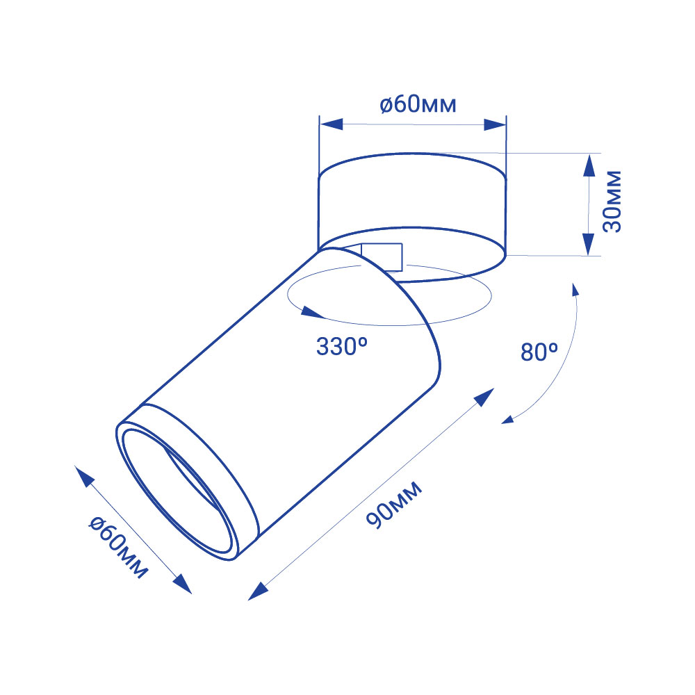 Накладний поворотний світильник Feron ML180 під лампу чорний