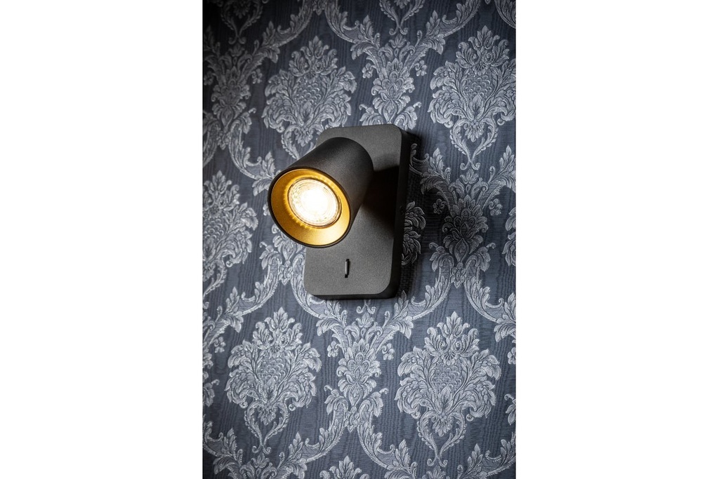 Настінний світильник GTV decor ELLI, 1*GU10, max.20W, одинарний, Чорний (OS-ELLI-GU10-10-DEC)