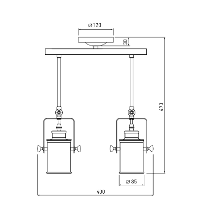 Підвісний світильник GTV decor DEMIR, 2*E27, IP20, подвійний, чорний (OS-DEM2-10-DEC)