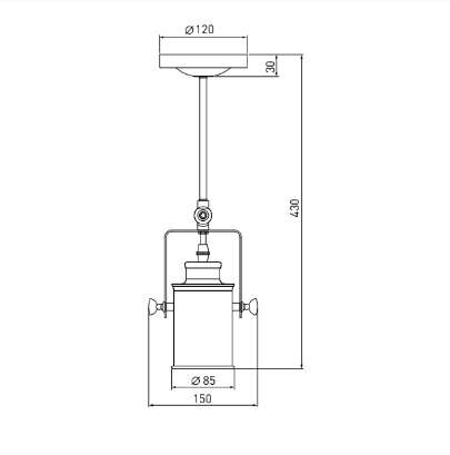 Підвісний світильник GTV decor DEMIR, E27, IP20, одинарний, чорний (OS-DEM-10-DEC)