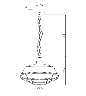 Підвісний світильник GTV decor LARS, E27, IP20, d36cm, чорний (OS-LARS2-10-DEC)