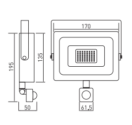 Прожектор 30W GTV G-TECH з датчиком руху, IP65, 120°, 6400K, чорний (GT-FLR30WC-64)