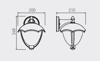 Світильник садовий GTV GRANDE-AD, E27, MAX.60W, IP54, чорний