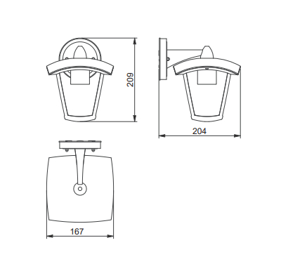 Світильник садовий GTV MARINA-AD, E27, макс. 20W, IP54, бра, чорний