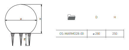 Світильник садовий куля GTV MARMO, E27, макс. 20Вт, IP65, d28см, пластик (OS-MARMO28-00)