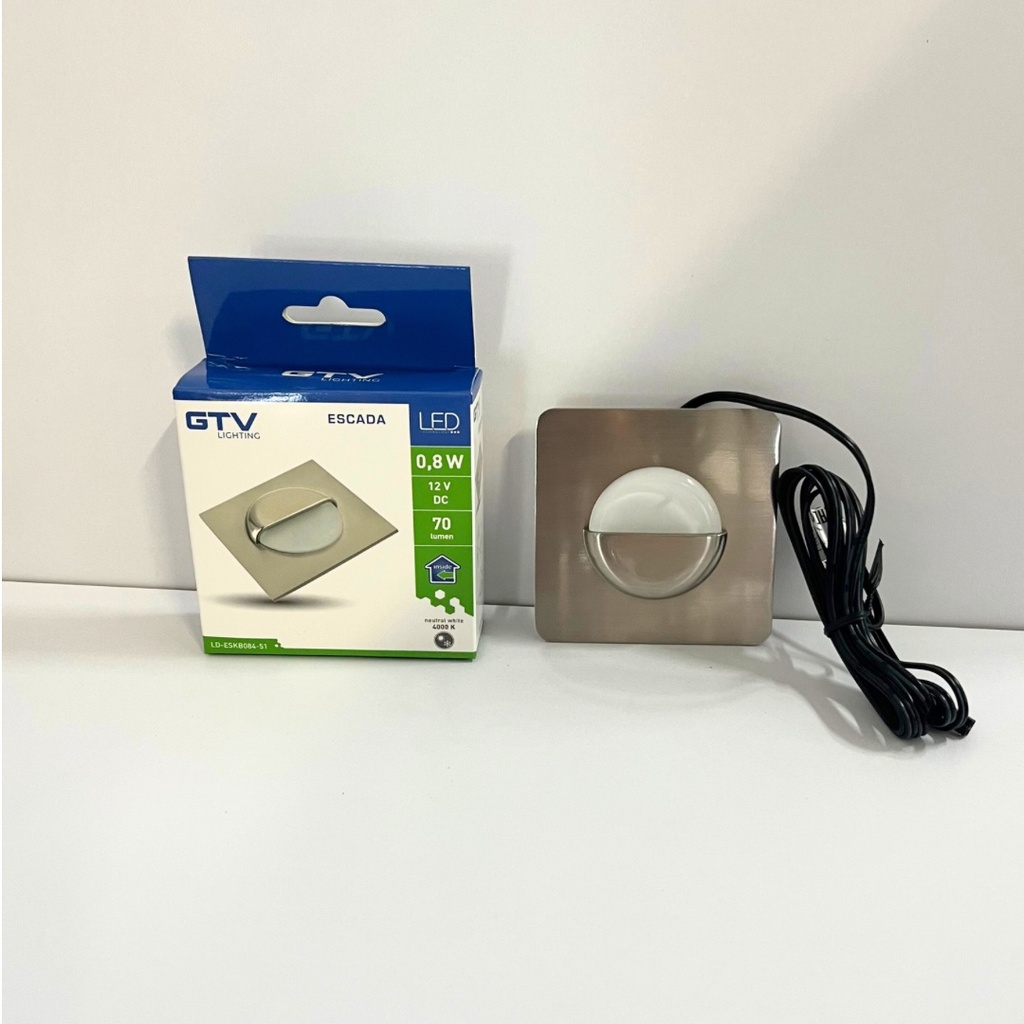 Світильник сходовий GTV LED ESCADA 0,8W, 4000K, DC 12V, IP20, квадратний, закритий