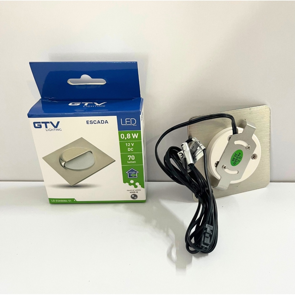 Світильник сходовий GTV LED ESCADA 0,8W, 4000K, DC 12V, IP20, квадратний, закритий