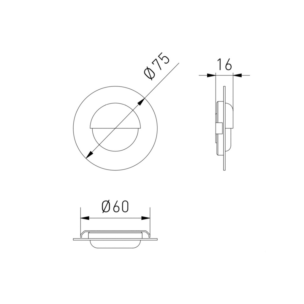 Світильник сходовий GTV LED ESCADA 0,8W, 4000K, DC 12V, IP20, круглий