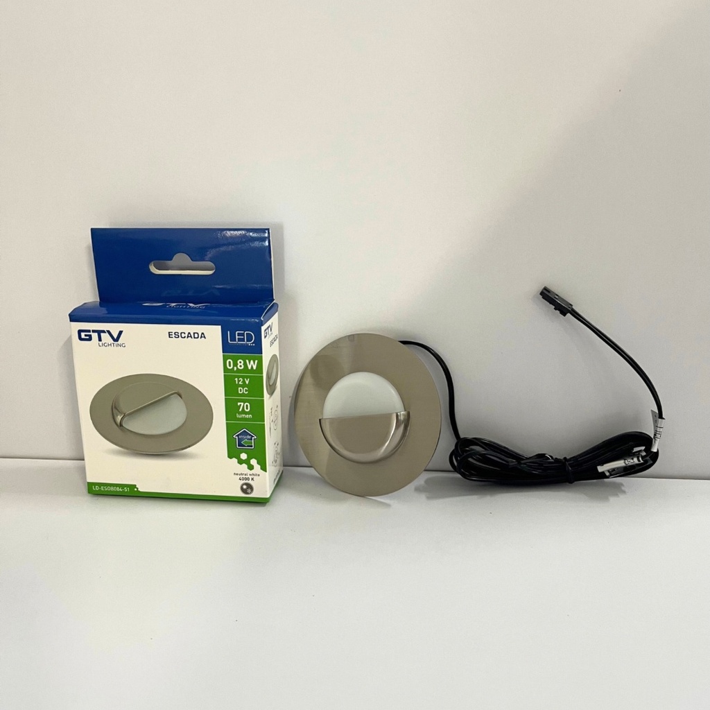 Світильник сходовий GTV LED ESCADA 0,8W, 4000K, DC 12V, IP20, круглий, закритий