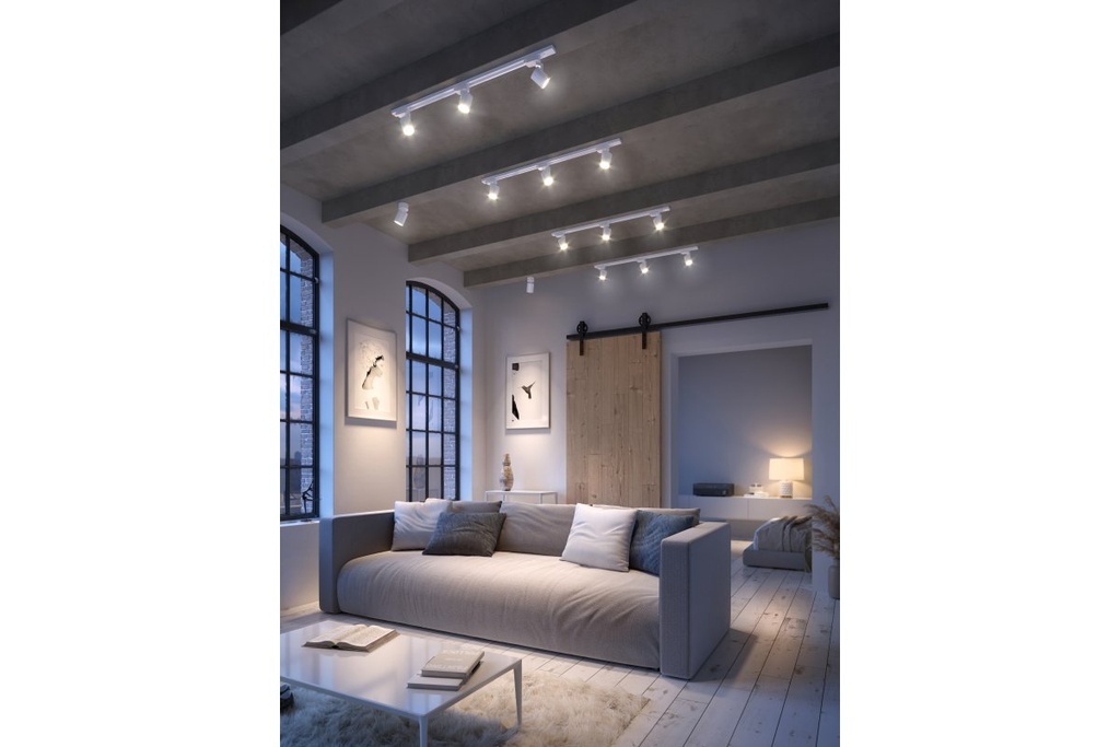 Світильник трековий GTV TRAX, 3 контактне кріплення, 3xGU10, 1-фазна доріжка, білий