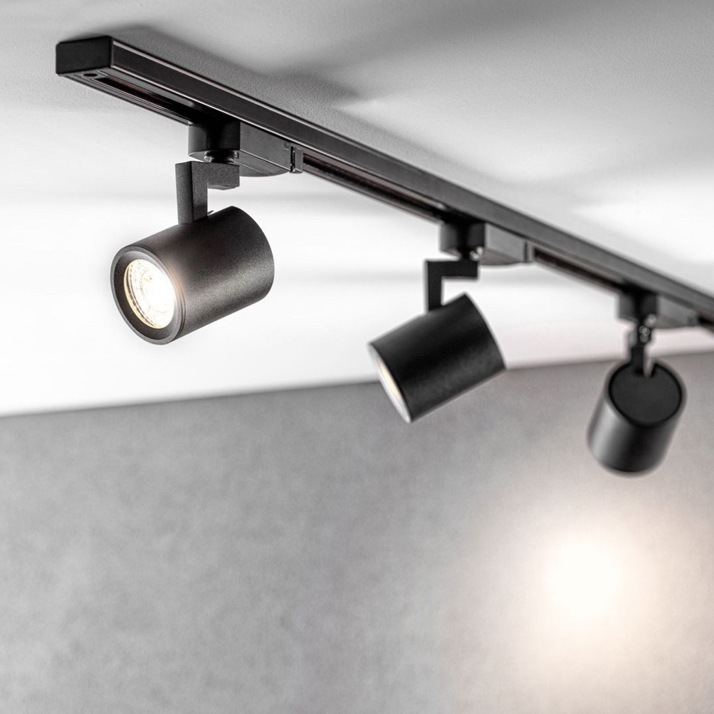 Світильник трековий GTV TRAX, 3 контактне кріплення, 3xGU10, 1-фазна доріжка, чорний