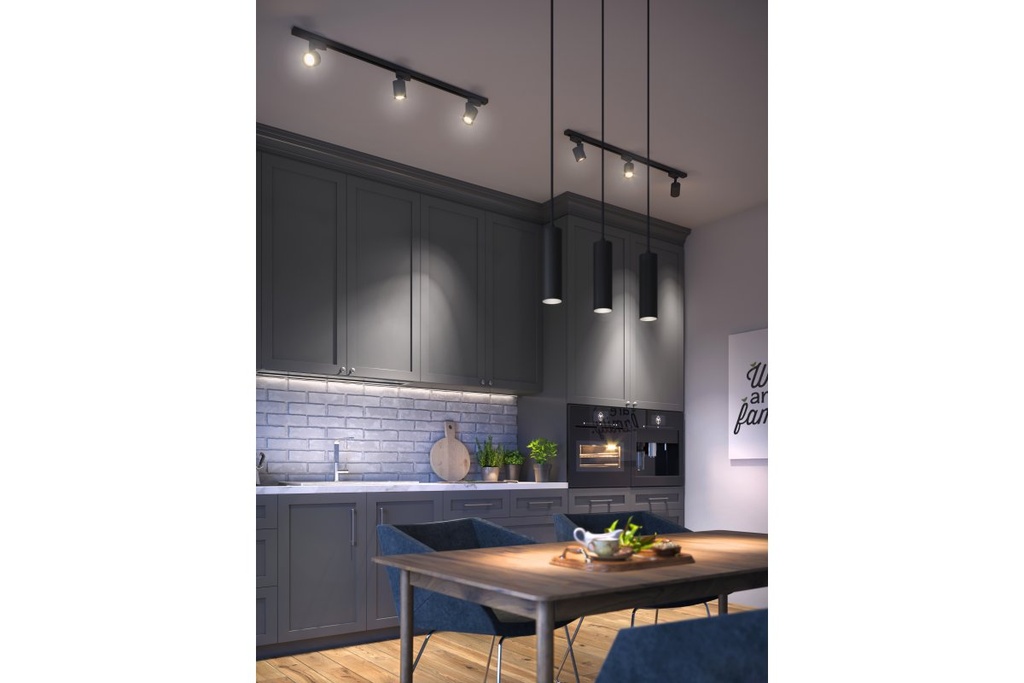 Світильник трековий GTV TRAX, 3 контактне кріплення, 3xGU10, 1-фазна доріжка, чорний