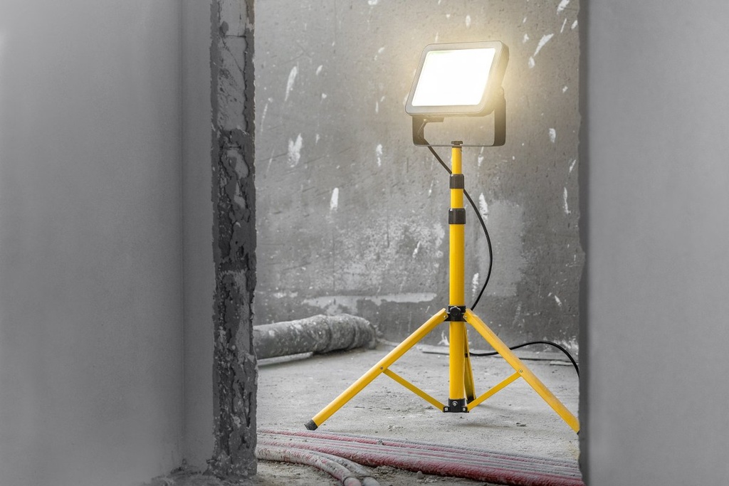 Штатив для прожекторів подвійний GTV, 2х500W, макс. висота 164см, жовтий корпус