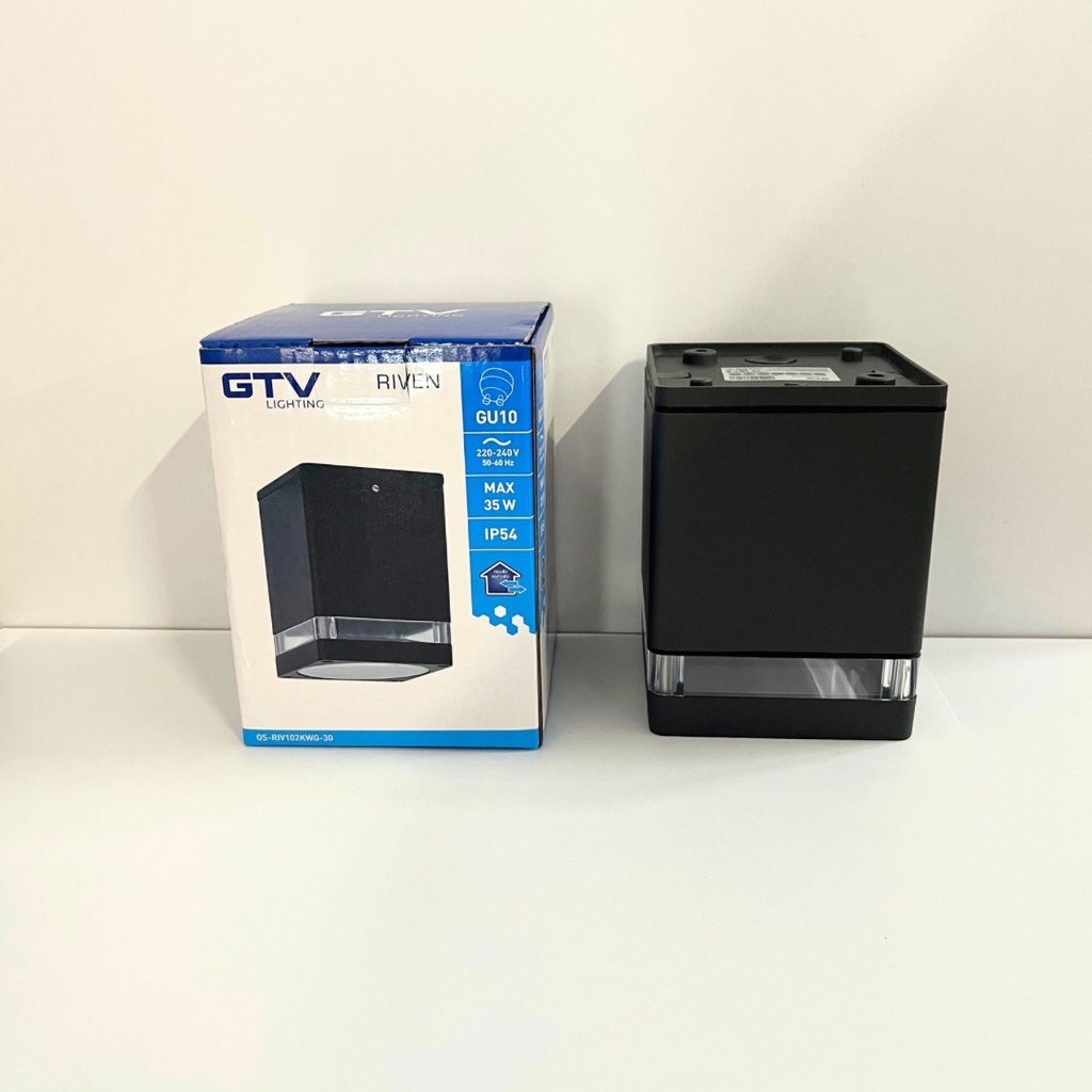 Cвітильник GTV RIVEN, алюміній, 90x90, IP54, max 35W, квадратний, чорний (OS-RIV102KWG-30)