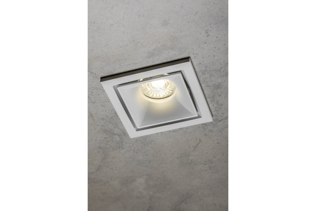 Врізний світильник GTV CANNA, алюміній, IP20, квадратний, білий