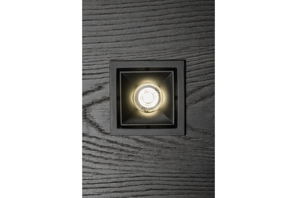 Врізний світильник GTV CANNA, алюміній, IP20, квадратний, чорний