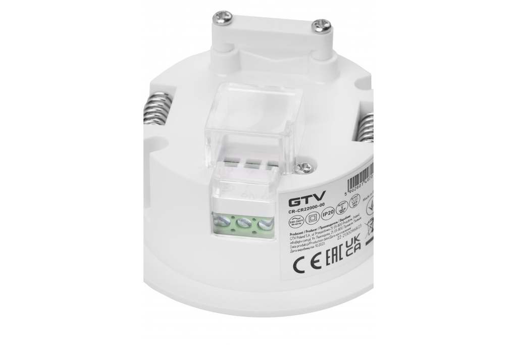Датчик руху GTV CR-22, макс.1200Вт, кут 360⁰, дальність 8м, білий