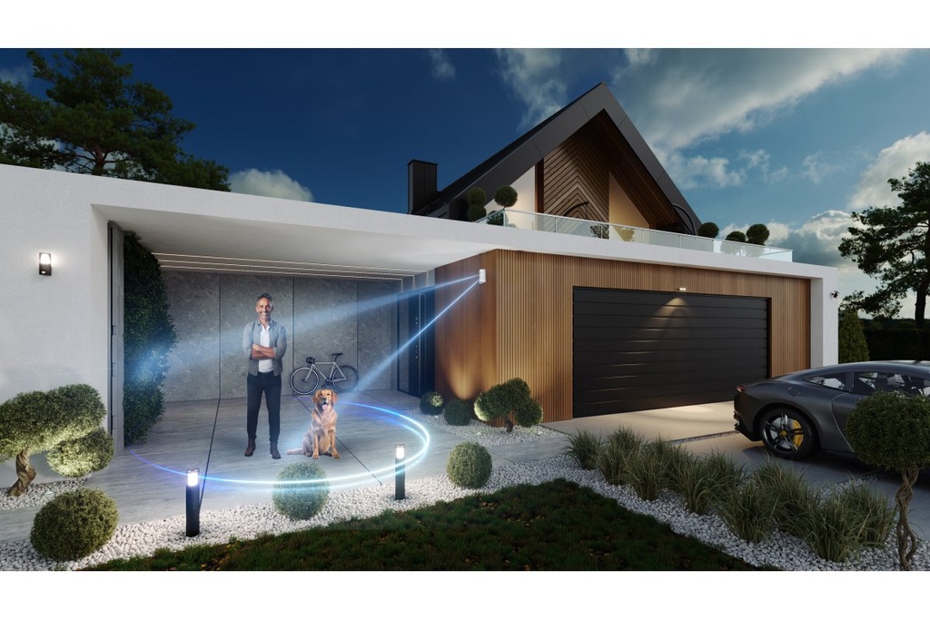 Датчик руху GTV CR-23 PET, макс.1200Вт, кут 120⁰, радіус дії 12м, IP65, білий