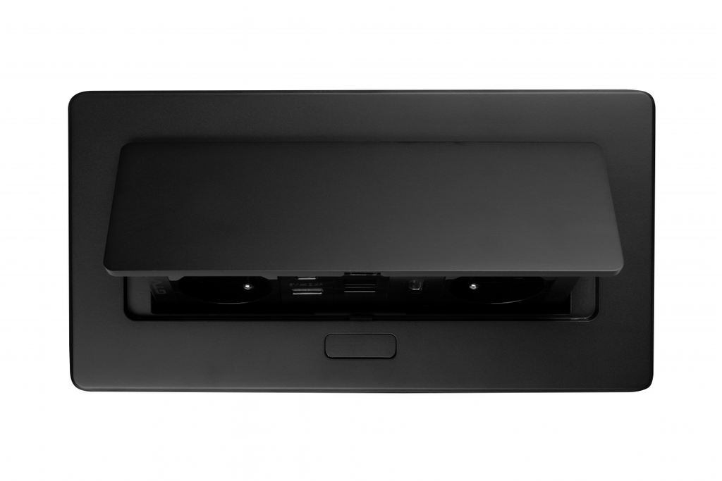 Меблева розетка GTV MULTISOFT, 2хSHUKO, USB A+C, RJ45, HDMI кабель 1.5 м, чорний