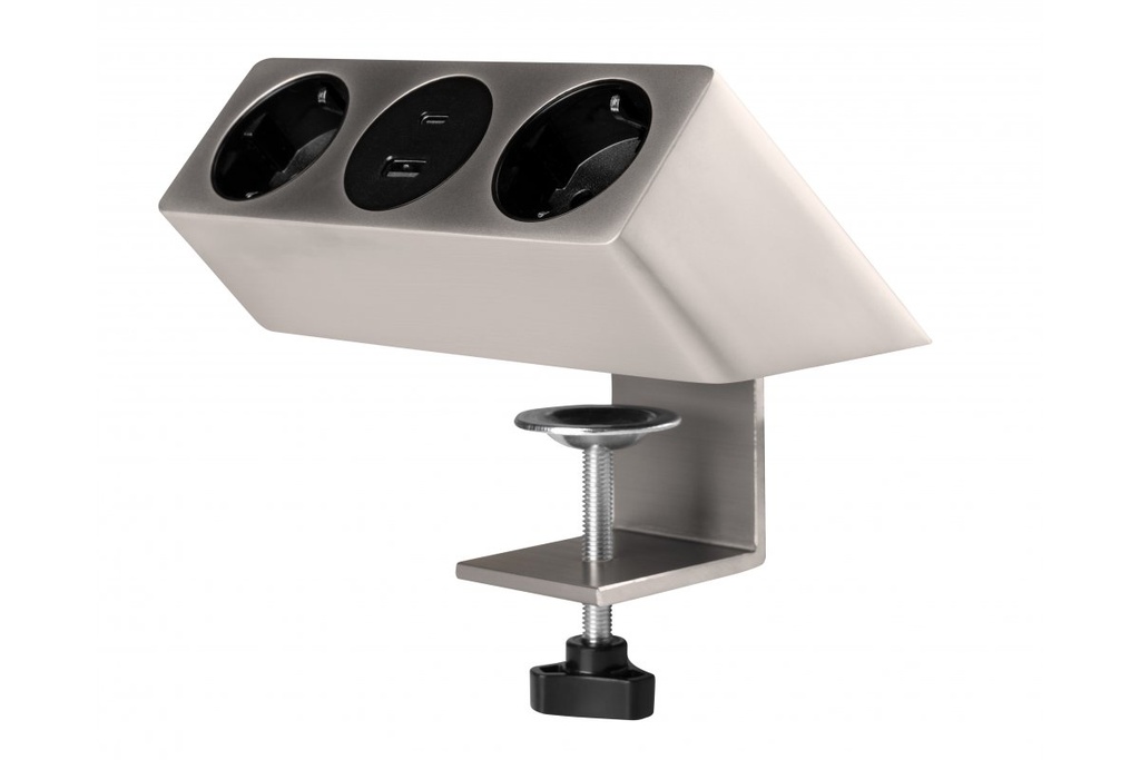 Меблева розетка GTV SOFITO, 2хSHUKO, USB A+C, кабель 1.5 м, нержавіюча сталь