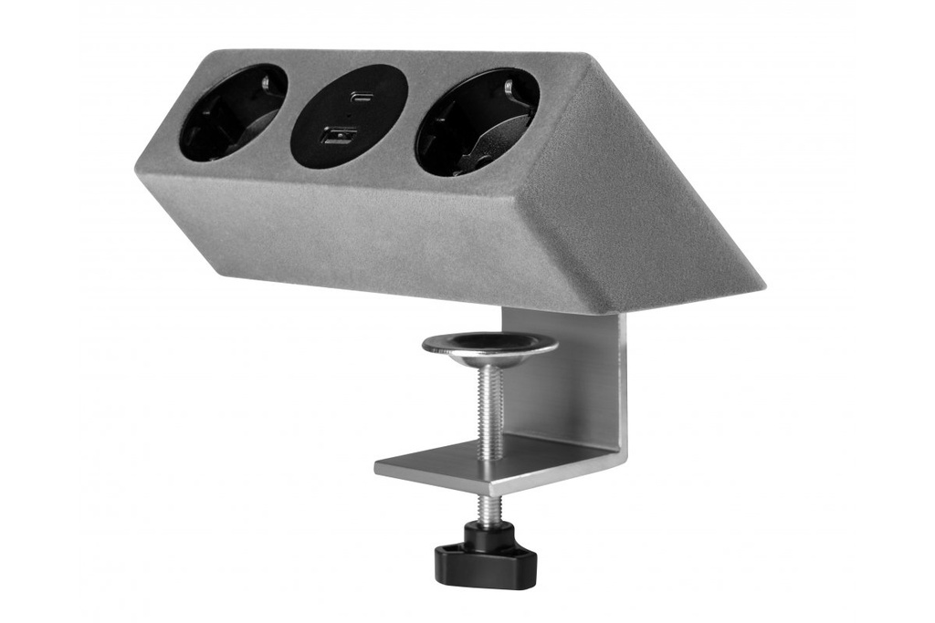 Меблева розетка GTV SOFITO, 2хSHUKO, USB A+C, кабель 1.5 м, сірий