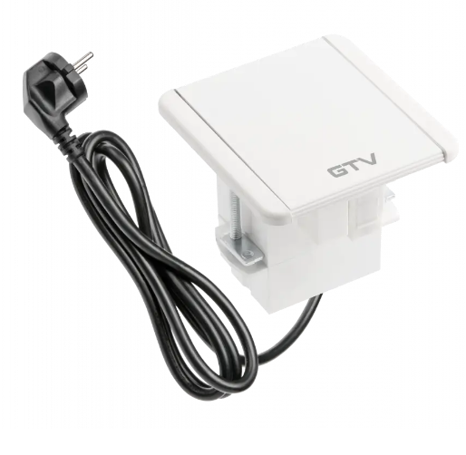 Подовжувач GTV врізний квадратний FLIP, 1xSCHUKO, 2xUSB A, 1xRJ45, 1xHDMI, кабель з вилкою 1,5м, білий(AE-GM1SSLI-10)