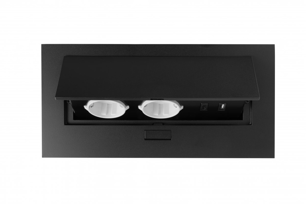 Подовжувач GTV для офісу врізний в стіл 2xрозетка Schucko, 2xUSB A+C, чорний (AE-PBU02GS-20N)