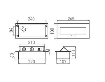 Подовжувач GTV для офісу врізний в стіл 2xрозетка Schucko, 2xUSB, без кабелю, чорний (AE-PBU02GS-20)