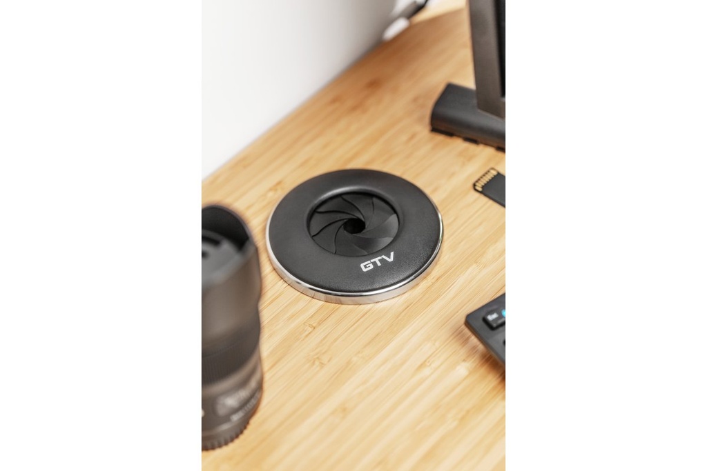 Подовжувач GTV круглий врізний SHUTTER, 1xSCHUKO, кабель з вилкою 1,5м, чорний (AE-GM1SSHU-20)