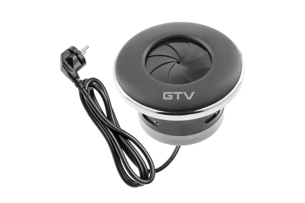 Подовжувач GTV круглий врізний SHUTTER, 1xSCHUKO, кабель з вилкою 1,5м, чорний (AE-GM1SSHU-20)