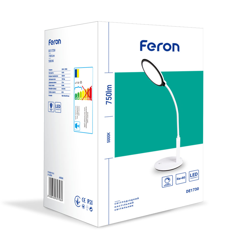 Настільний світлодіодний світильник Feron DE1730 16Вт білий