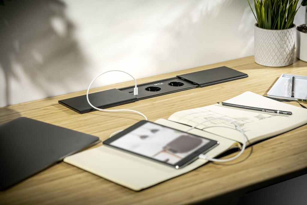 Подовжувач вбудований GTV PRESTINO, 2x роз. schuko, USB A+C, RJ45, HDMI, 1,5 м, білий