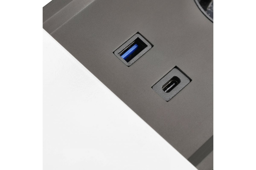 Подовжувач вбудований GTV PRESTINO, 2x роз. schuko, USB A+C, RJ45, HDMI, 1,5 м, срібний