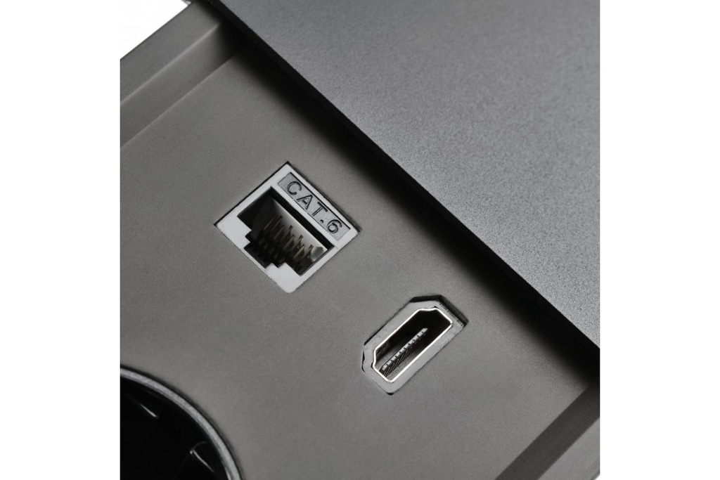 Подовжувач вбудований GTV PRESTINO, 2x роз. schuko, USB A+C, RJ45, HDMI, 1,5 м, чорний